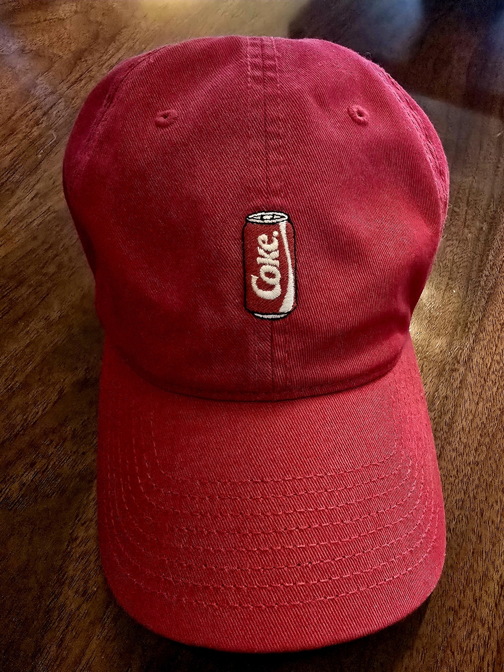 Red Baseball Cap with Embroidered Coca-cola Can Logo